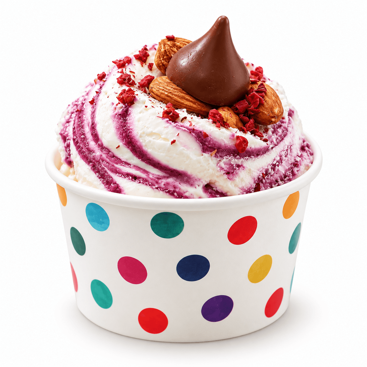 Custom Printed Polka Dot Ice Cream Cup with Toppings
