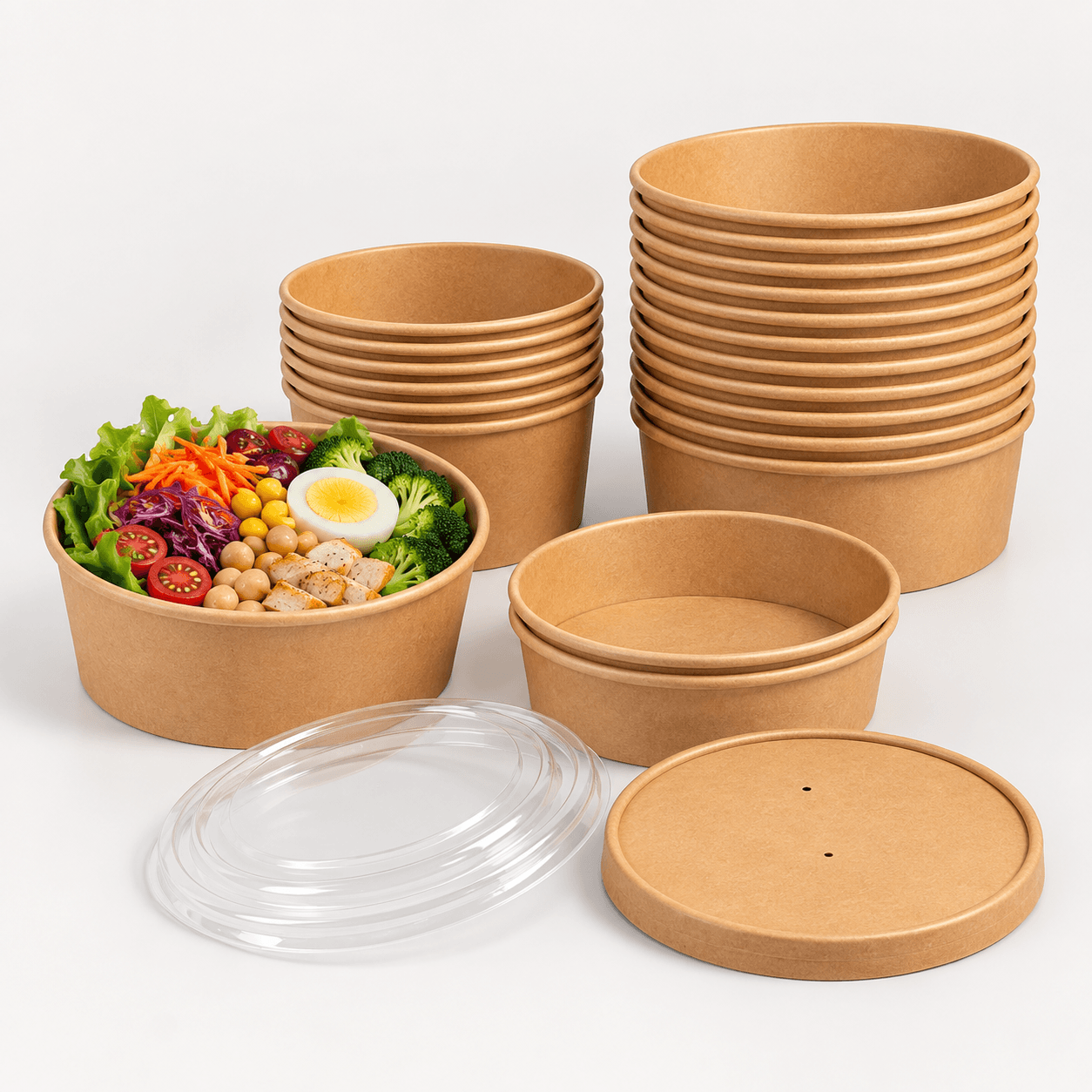 Round Food Containers Size and Depth Comparison with Lids