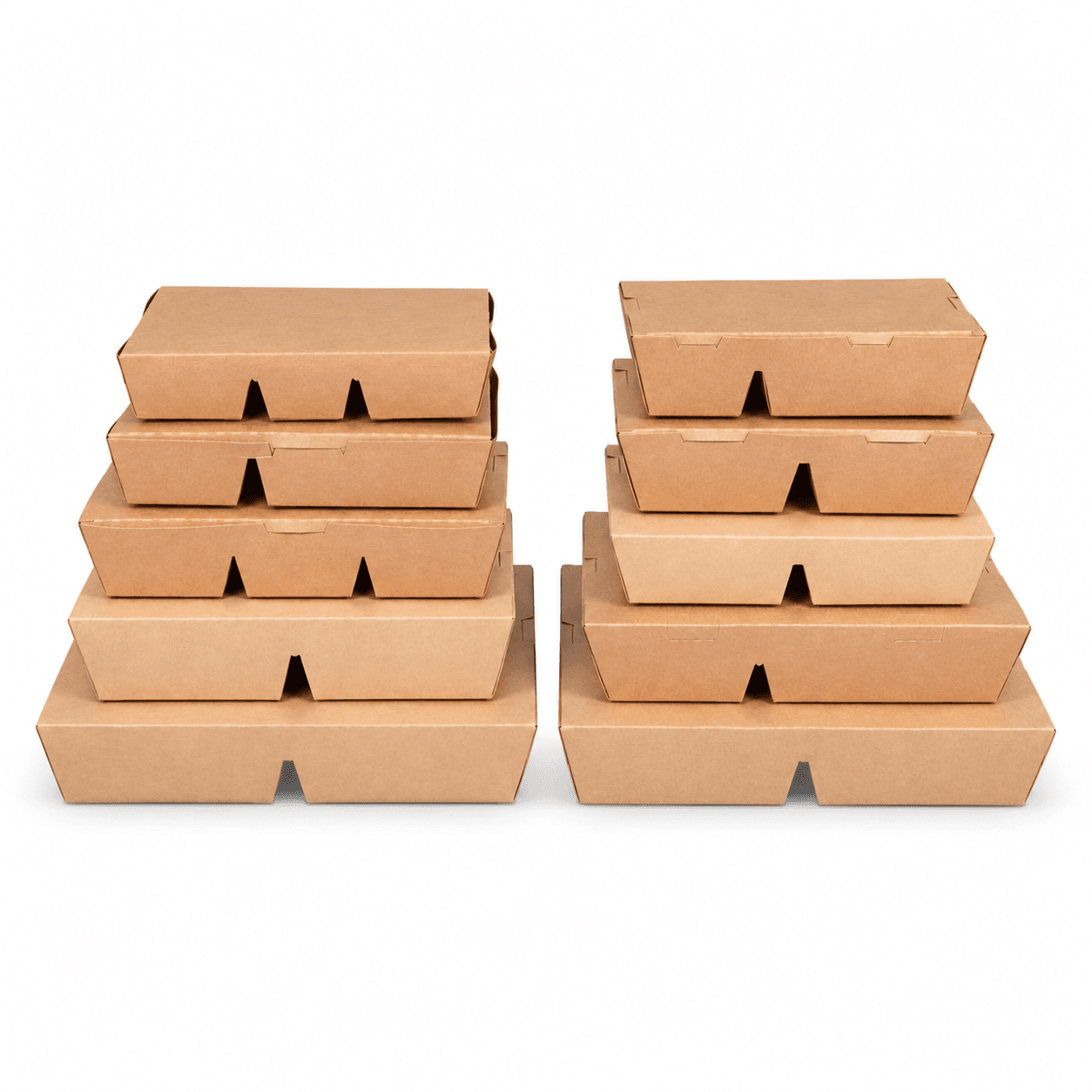 Multi-Size Stacked Kraft Paper Takeaway Boxes Studio Display